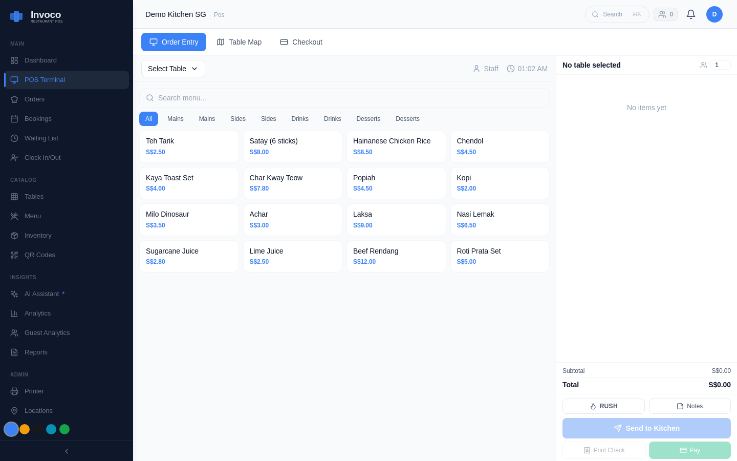 Invoco POS terminal checkout view with menu and payment options