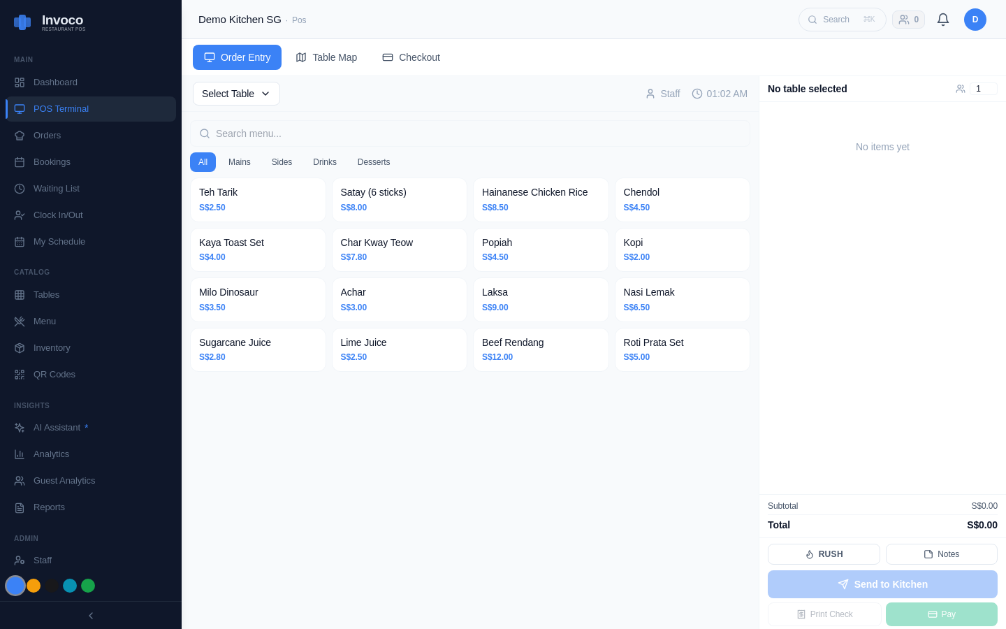 Invoco POS terminal checkout view with menu and payment options